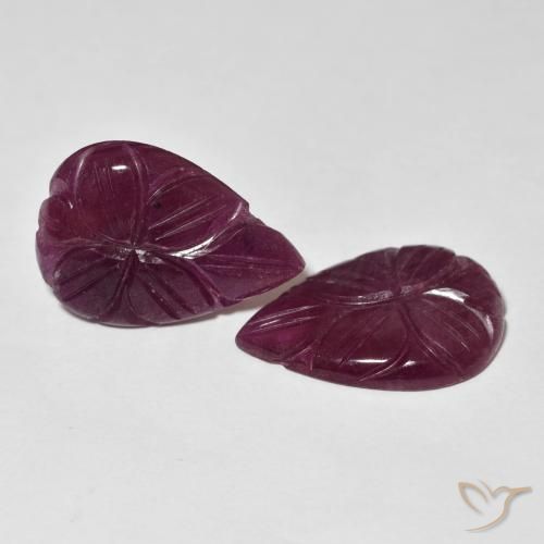 Gemas de Rubí Rojo frambuesa natural de 14.04 ct, Corte Flor, Opaco
