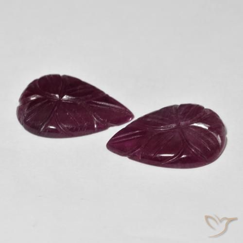 Gemas de Rubí Rojo frambuesa natural de 14.04 ct, Corte Flor, Opaco