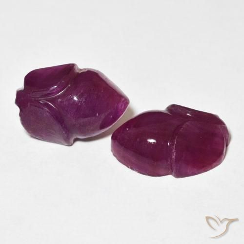 Gemas de Rubí Medium Dark-Purple natural de 11.57 ct, Corte Flor, Opaco