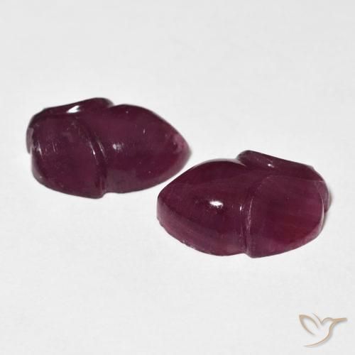 Gemas de Rubí Medium Dark-Purple natural de 11.57 ct, Corte Flor, Opaco