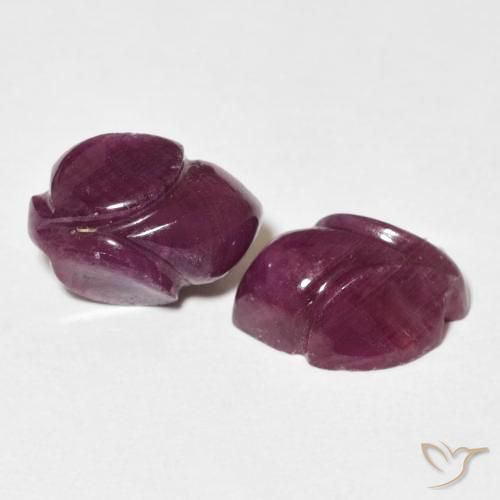 Gemas de Rubí Rojo frambuesa natural de 7.42 ct, Corte Flor, Opaco
