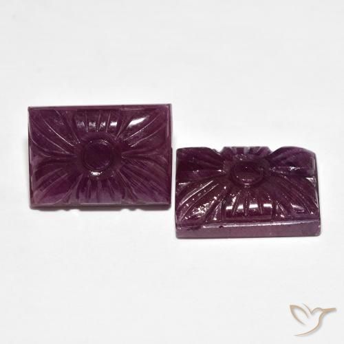 Gemas de Rubí Rojo oscuro natural de 21.58 ct, Corte Flor, Opaco