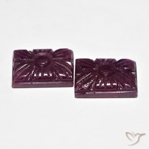 Gemas de Rubí Rojo oscuro natural de 21.58 ct, Corte Flor, Opaco
