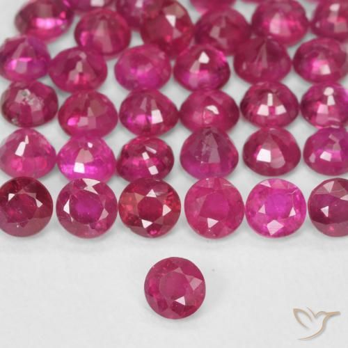Rubí Rojo rosado natural de 0.14 ct, Redondo, VS-SI