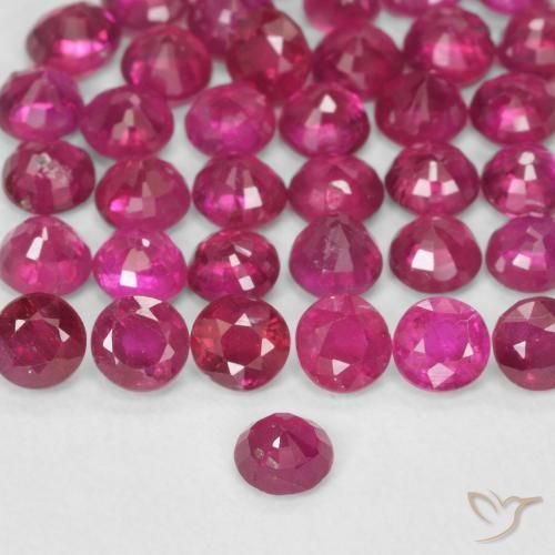 Rubí Rojo rosado natural de 0.14 ct, Redondo, VS-SI