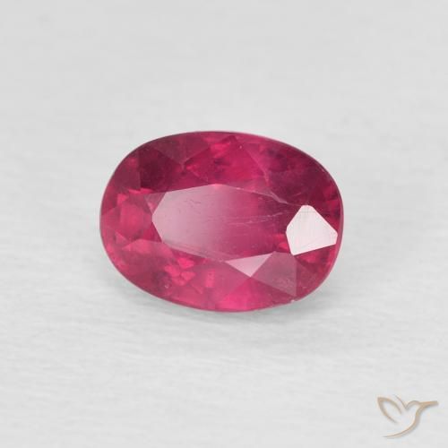 Rubí Rosado rojizo intenso natural de 1.28 ct, Ovalada, VS