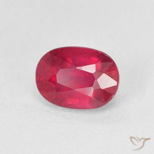 Rubí Rojo medio natural de 1.38 ct, Ovalada, VS
