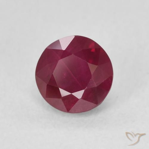 Rubí Rojo oscuro natural de 1.13 ct, Redondo, VS-SI