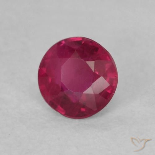 Rubí Rosado rojizo intenso natural de 0.17 ct, Redondo, VS