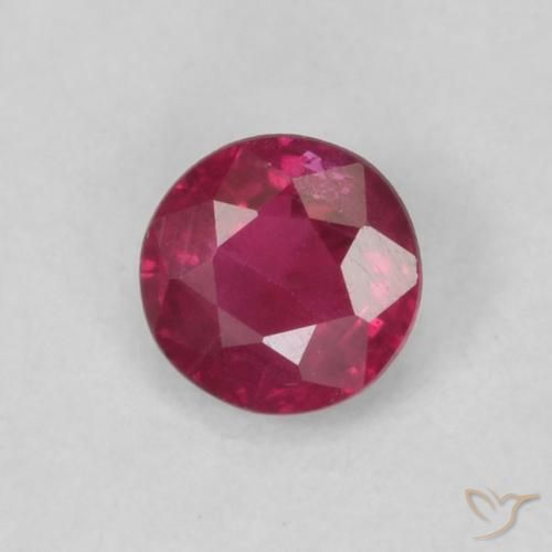 Rubí Rosado rojizo intenso natural de 0.18 ct, Redondo, VS