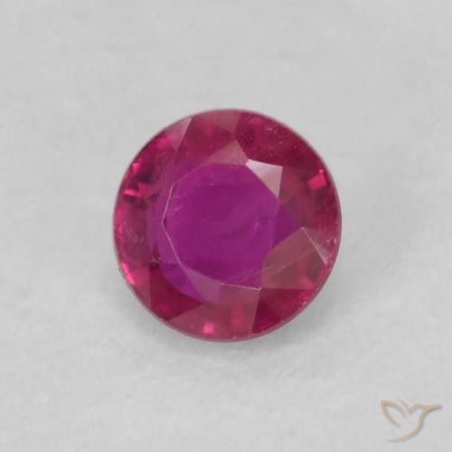 Rubí Rojo rosado natural de 0.20 ct, Redondo, VS