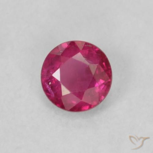 Rubí Rojo rosado natural de 0.19 ct, Redondo, VS