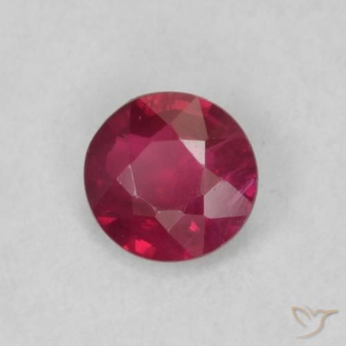 Rubí Carmesí intenso natural de 0.19 ct, Redondo, VS