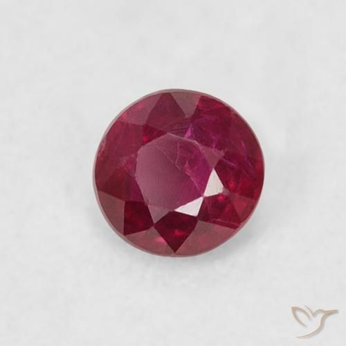 Rubí Rojo oscuro natural de 0.21 ct, Redondo, VS