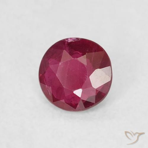 Rubí Rojo oscuro natural de 0.18 ct, Redondo, VS-SI