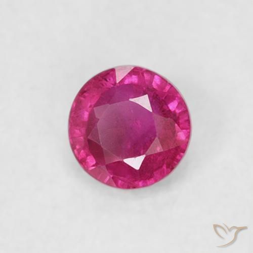 Rubí Rojo rosado natural de 0.22 ct, Redondo, VS