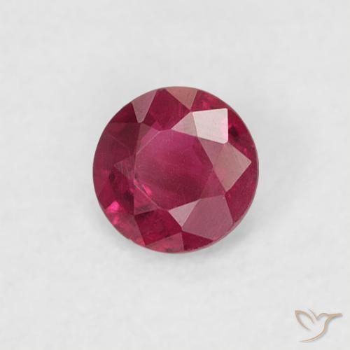 Rubí Rosado rojizo intenso natural de 0.17 ct, Redondo, VS
