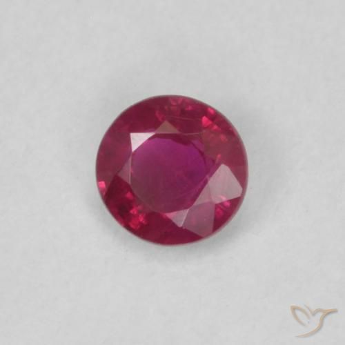 Rubí Rojo vino intenso natural de 0.18 ct, Redondo, VS