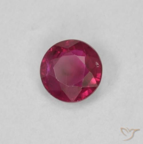 Rubí Rosado rojizo intenso natural de 0.18 ct, Redondo, VS
