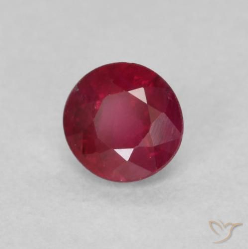 Rubí Carmesí intenso natural de 0.26 ct, Redondo, SI-I1
