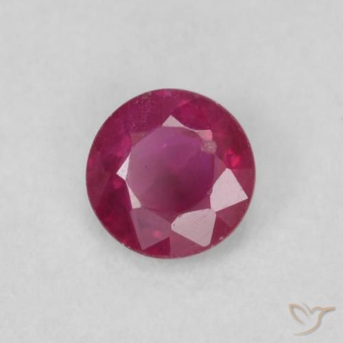 Rubí Rojo rosado natural de 0.25 ct, Redondo, SI-I1