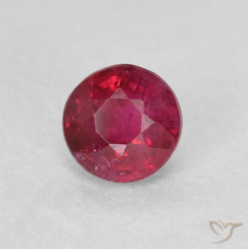 Rubí Rosado rojizo intenso natural de 0.30 ct, Redondo, SI-I1