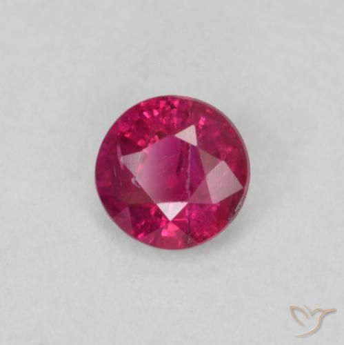 Rubí Rojo claro natural de 0.19 ct, Redondo, SI-I1