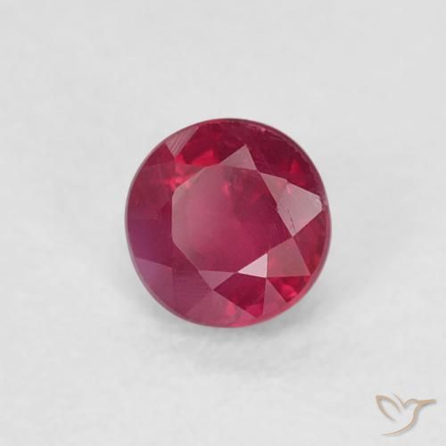 Rubí Rosado rojizo intenso natural de 0.32 ct, Redondo, SI-I1