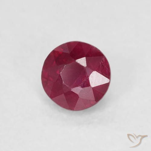 Rubí Medium Dark-Red natural de 0.30 ct, Redondo, SI-I1