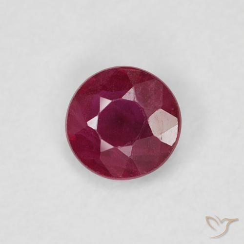 Rubí Rojo oscuro natural de 0.22 ct, Redondo, SI-I1