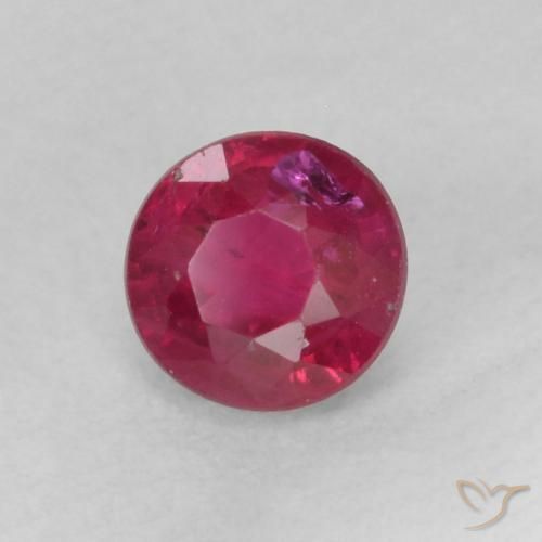Rubí Rosado rojizo intenso natural de 0.31 ct, Redondo, SI-I1