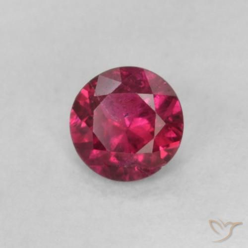 Rubí Rojo vino intenso natural de 0.18 ct, Redondo, VS-SI