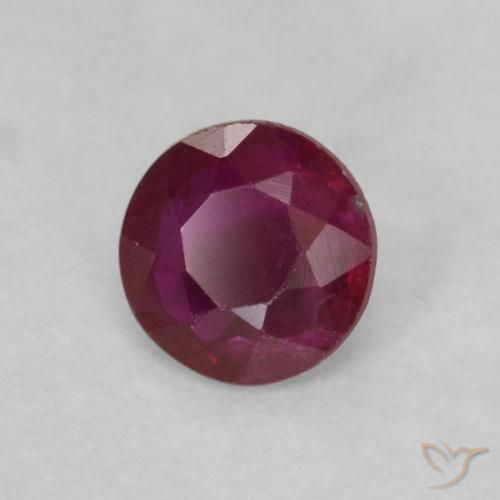 Rubí Rojo oscuro natural de 0.14 ct, Redondo, VS