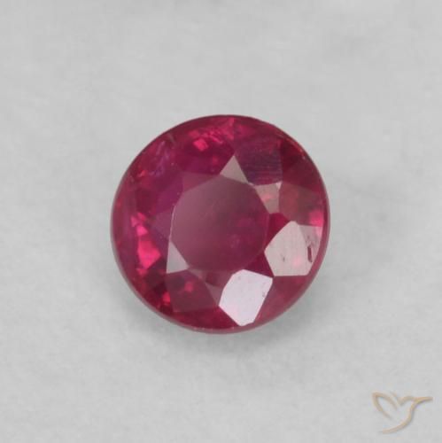 Rubí Rosado rojizo intenso natural de 0.22 ct, Redondo, VS