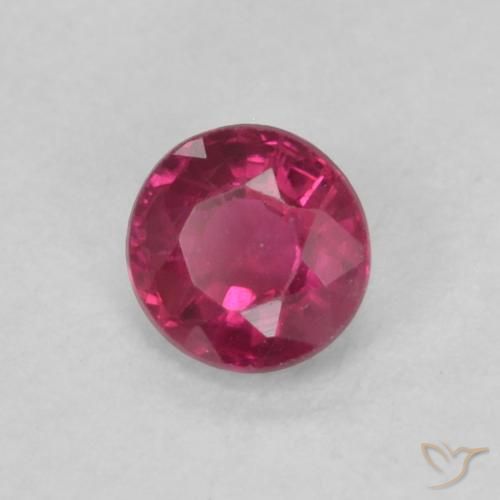 Rubí Rosado rojizo intenso natural de 0.23 ct, Redondo, VS