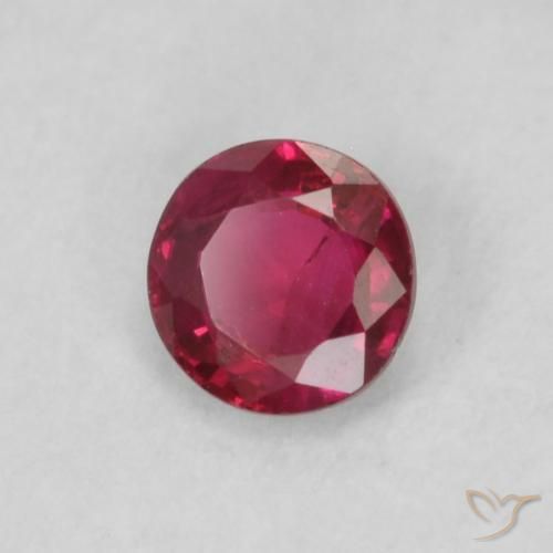 Rubí Rojo oscuro natural de 0.21 ct, Redondo, VS