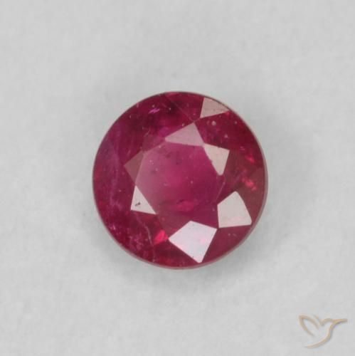 Rubí Rojo vino intenso natural de 0.18 ct, Redondo, SI
