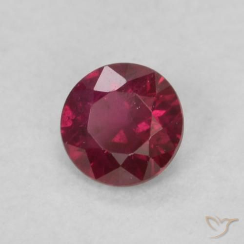 Rubí Rojo oscuro natural de 0.18 ct, Redondo, VS-SI