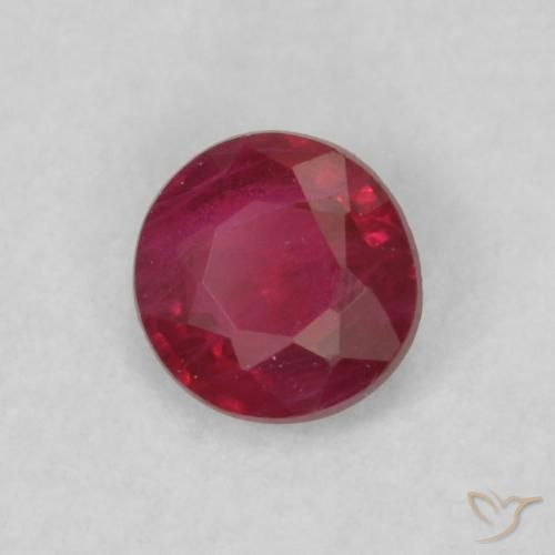 Rubí Rojo oscuro natural de 0.18 ct, Redondo, VS-SI