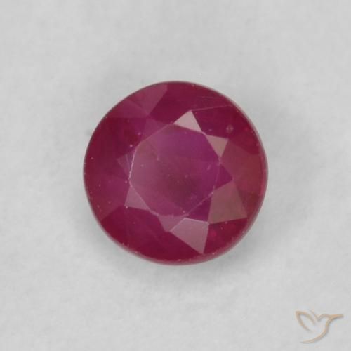 Rubí Rojo vino intenso natural de 0.22 ct, Redondo, VS-SI