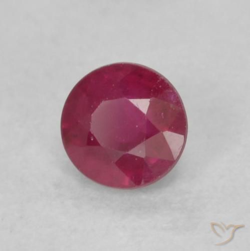 Rubí Rojo oscuro natural de 0.23 ct, Redondo, VS-SI