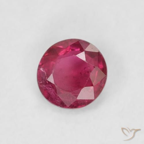 Rubí Rosado rojizo intenso natural de 0.18 ct, Redondo, SI-I1