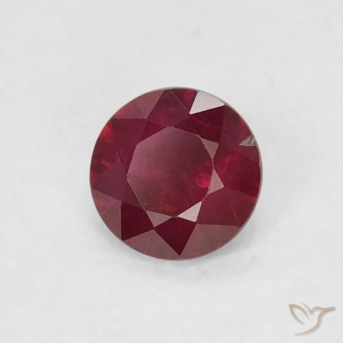 Rubí Rojo oscuro natural de 0.24 ct, Redondo, SI-I1