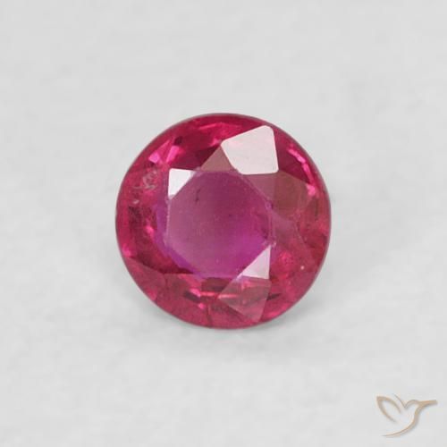 Rubí Rojo rosado natural de 0.19 ct, Redondo, VS