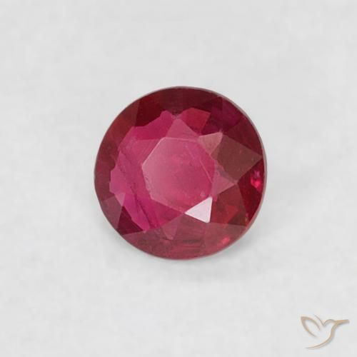 Rubí Rosado rojizo intenso natural de 0.14 ct, Redondo, VS