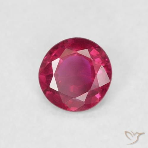 Rubí Rojo rosado natural de 0.19 ct, Redondo, VS