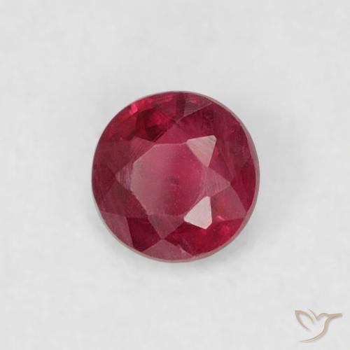 Rubí Rosado rojizo intenso natural de 0.19 ct, Redondo, VS