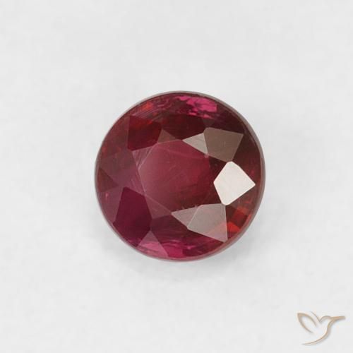 Rubí Rojo oscuro natural de 0.36 ct, Redondo, VS