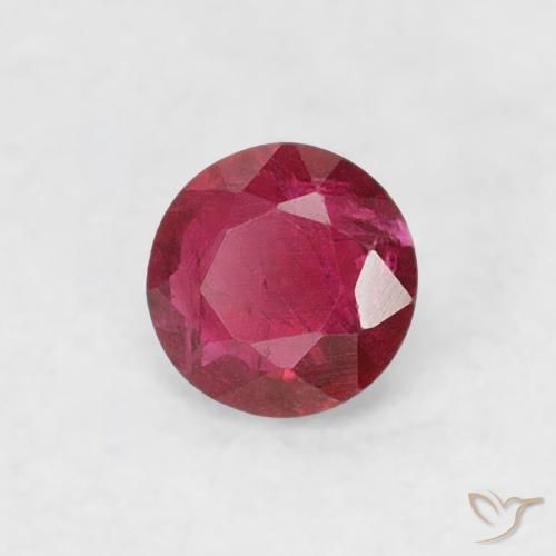 Rubí Rojo oscuro natural de 0.19 ct, Redondo, SI-I1