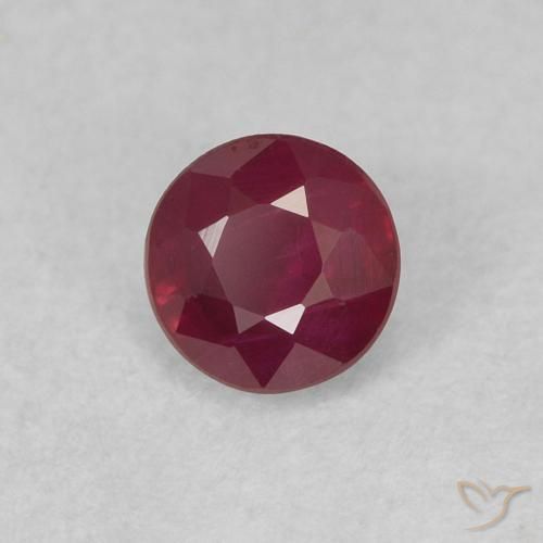 Rubí Rojo oscuro natural de 0.36 ct, Redondo, SI